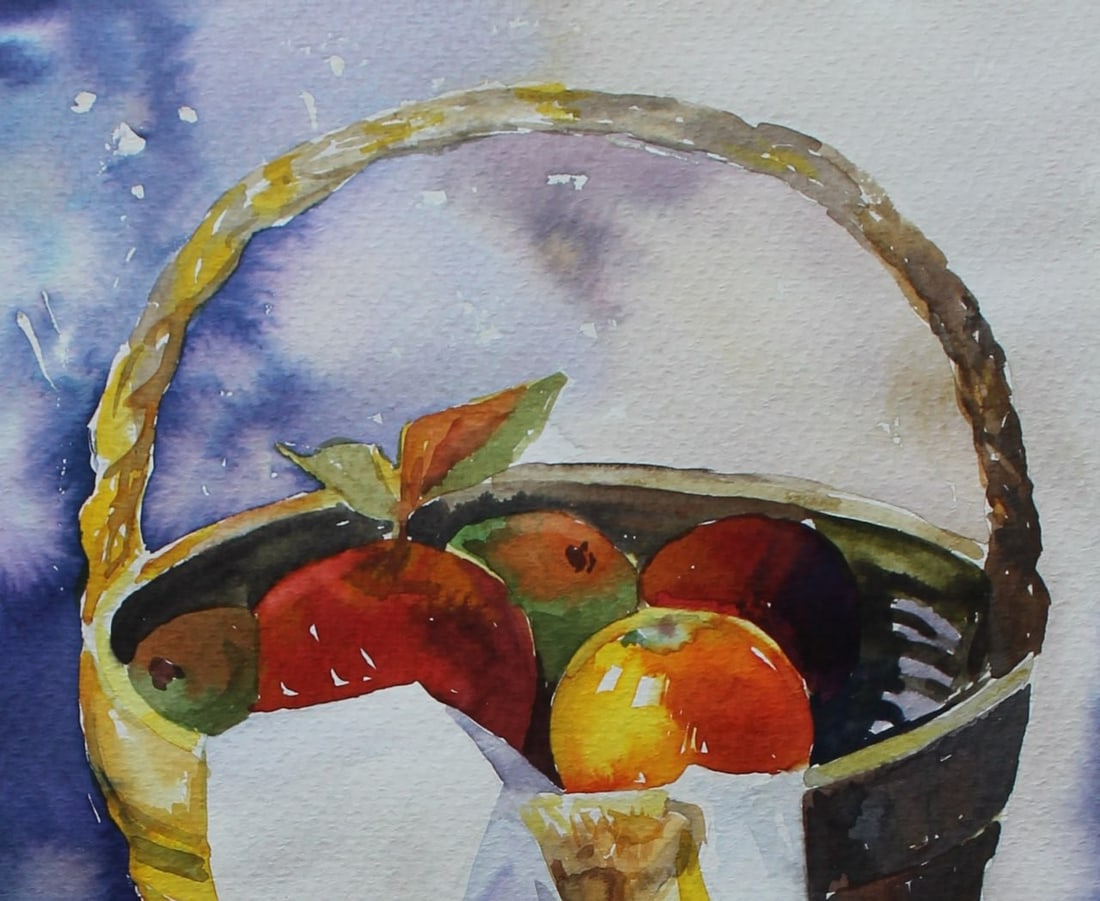 Watercolor painting Still life with apples Maria Voloschak - 2