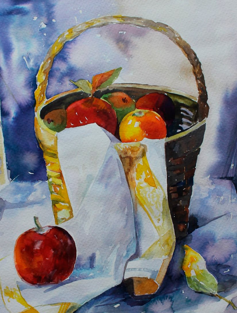 Watercolor painting Still life with apples Maria Voloschak - 3