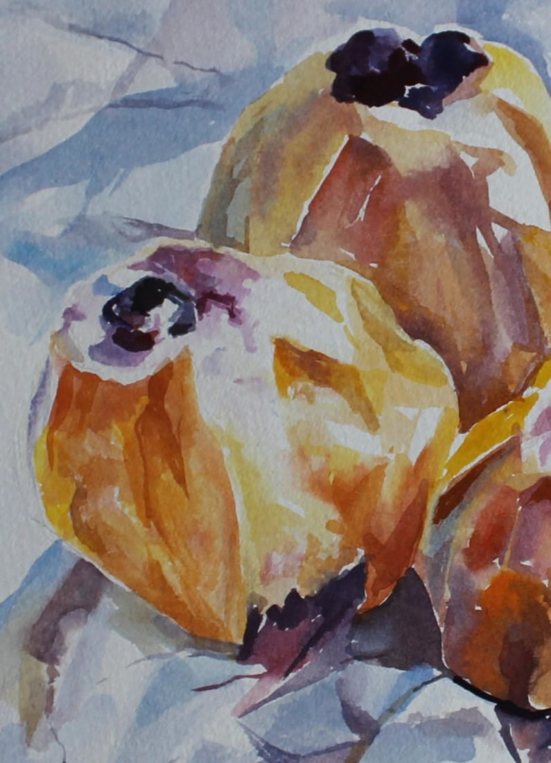 Watercolor painting Cooked apples Maria Voloschak - 3