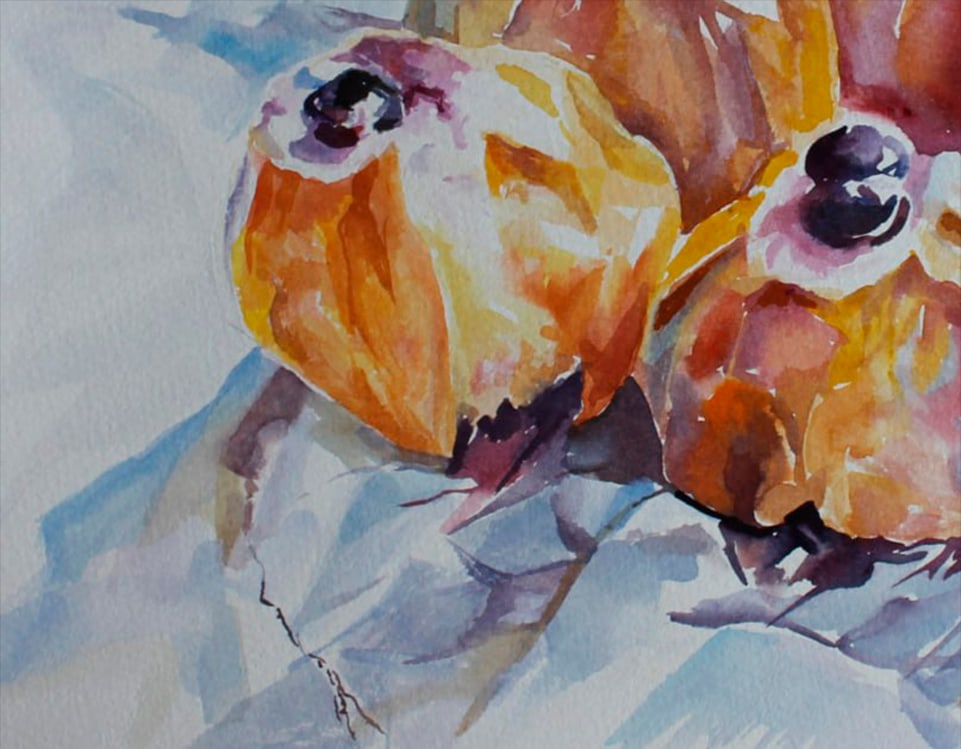 Watercolor painting Cooked apples Maria Voloschak - 6
