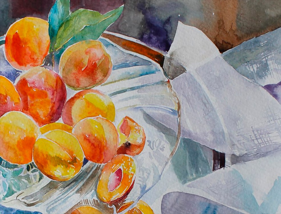 Watercolor painting Still life with peaches Maria Voloschak - 3