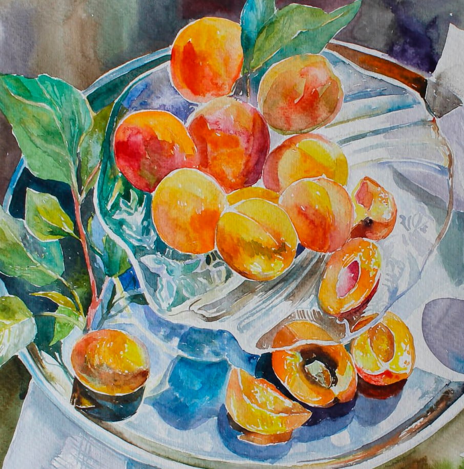 Watercolor painting Still life with peaches Maria Voloschak - 8