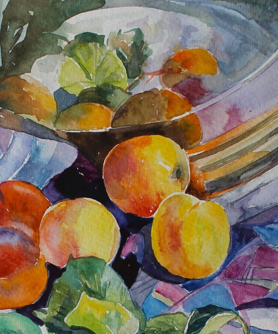 Watercolor painting Still life with apricots Maria Voloschak - 5