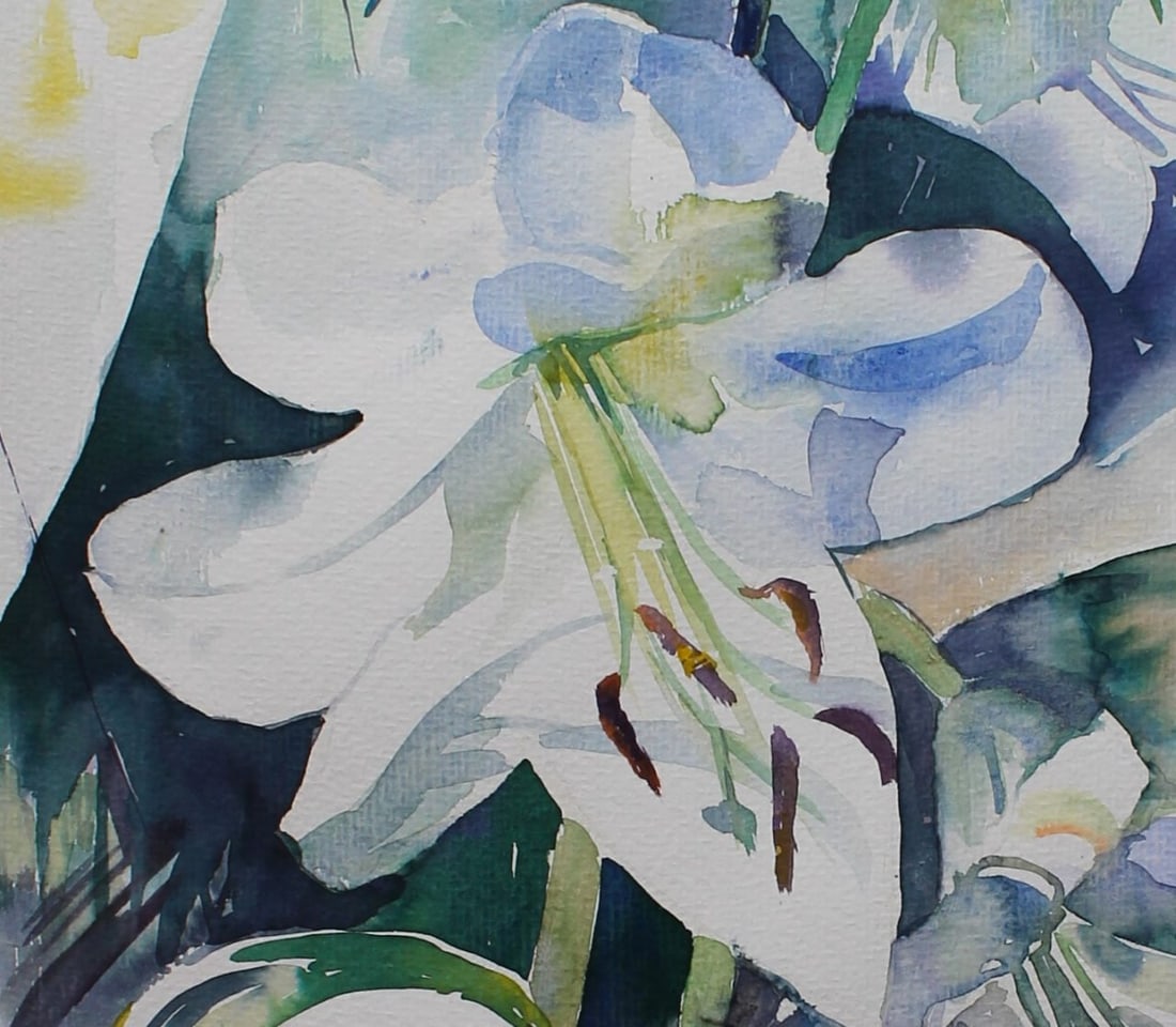 Watercolor painting Still life with lily Maria Voloschak - 3