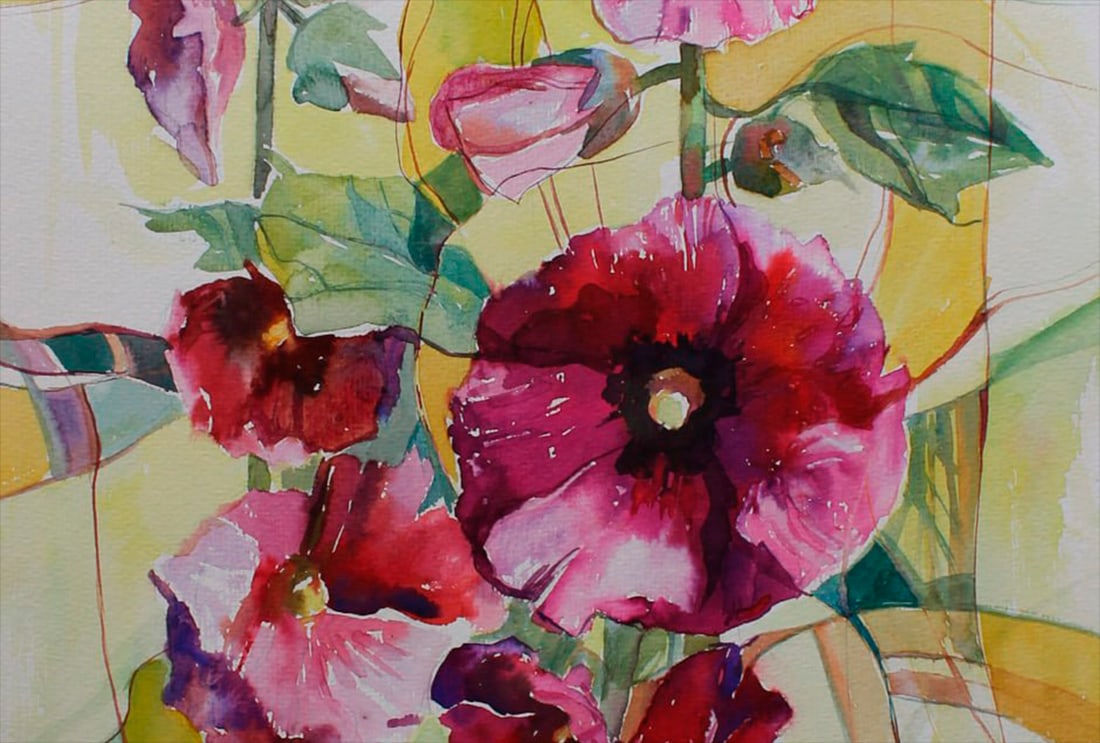 Watercolor painting Still life with malow Maria Voloschak - 2