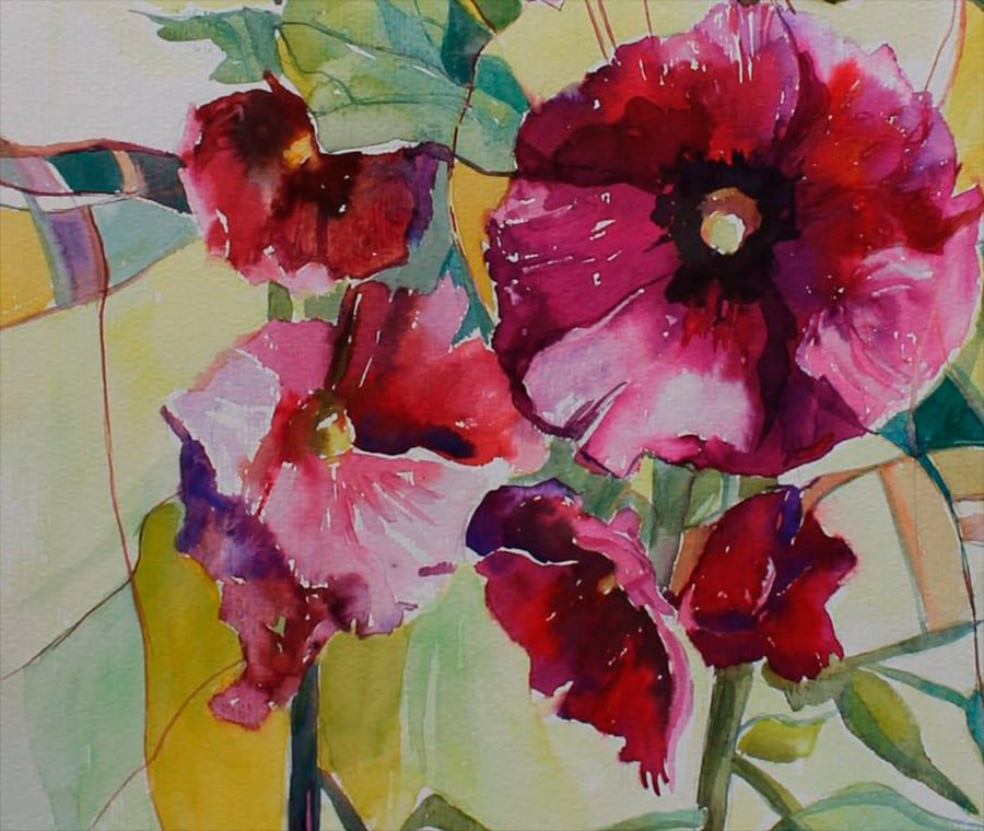 Watercolor painting Still life with malow Maria Voloschak - 6