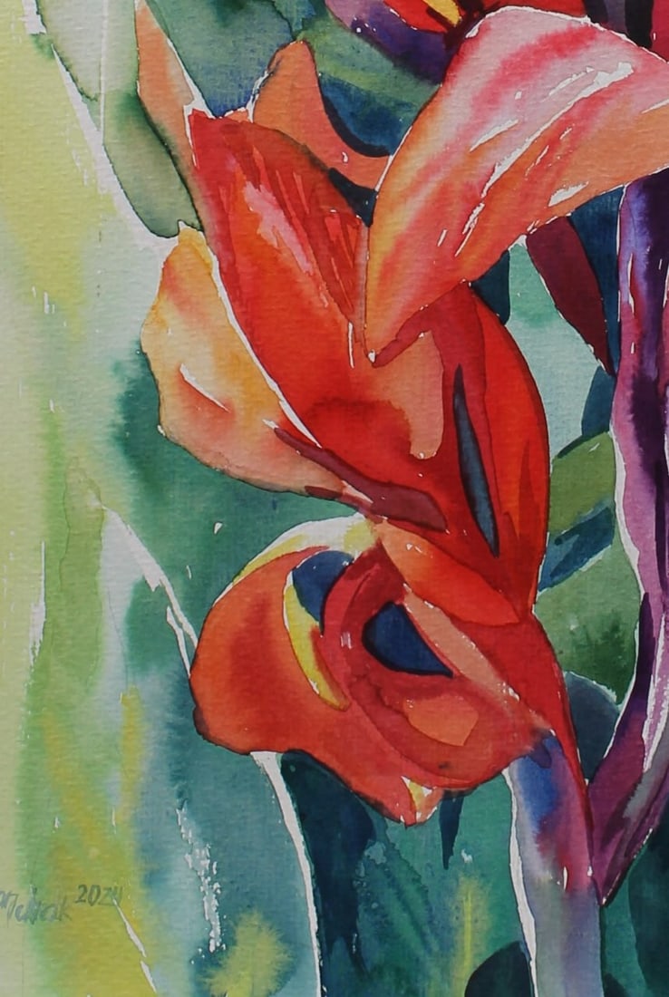 Watercolor painting Still life with flowers Maria Voloschak - 3