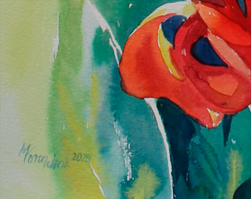 Watercolor painting Still life with flowers Maria Voloschak - 4
