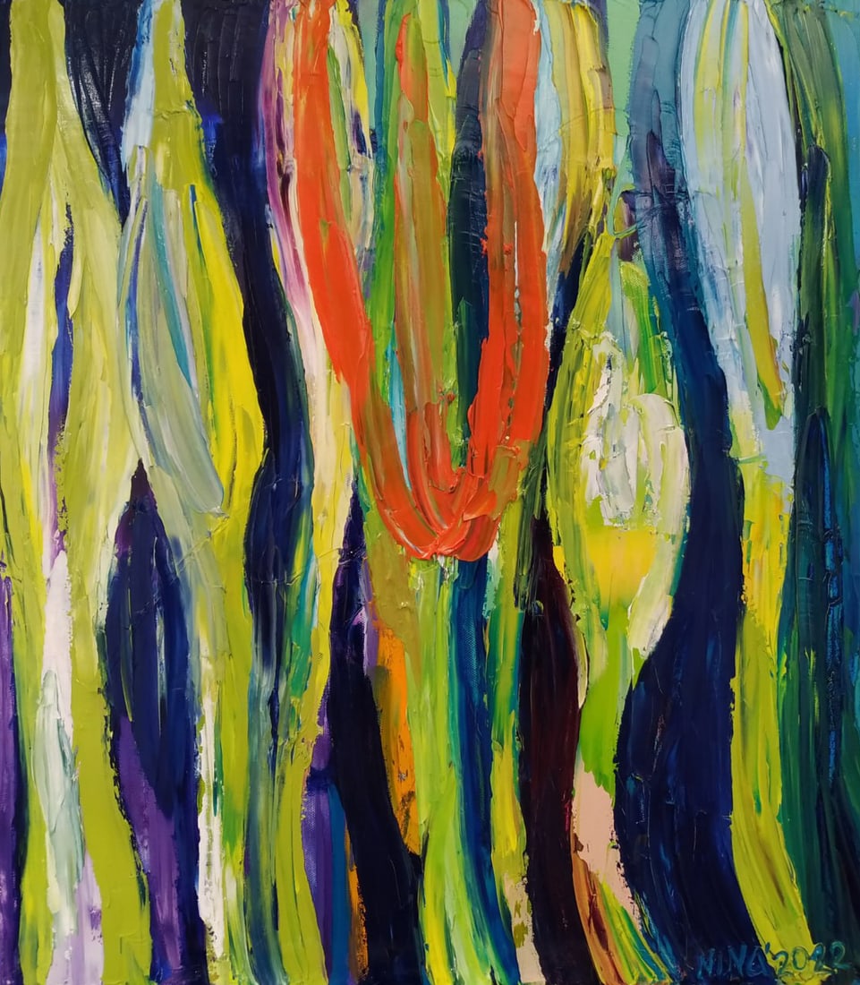 Oil painting Saffron Nina L: Title: Oil painting Saffron Nina L Description: 114Lt Painter: Nina L. S?ze: 90x80 cm/ 35.43x31.49 inches Components: oil, canvas Original painting CONDITION: exellent ERA: 2022 ARTIST: She was born