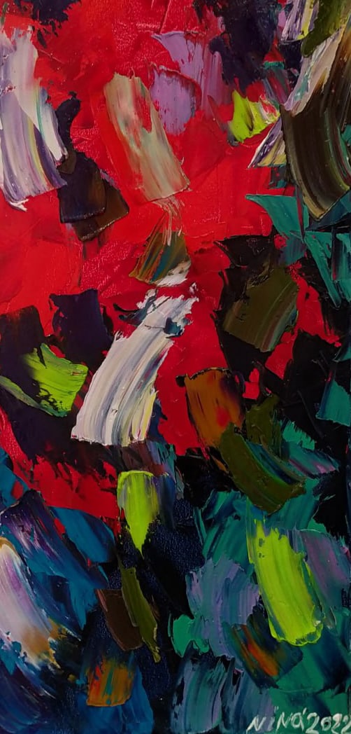 Abstract Oil painting In the workshop Nina L - 5