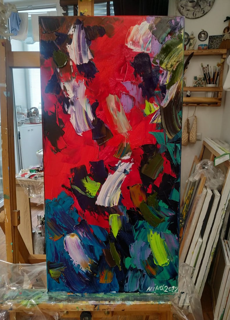 Abstract Oil painting In the workshop Nina L - 9