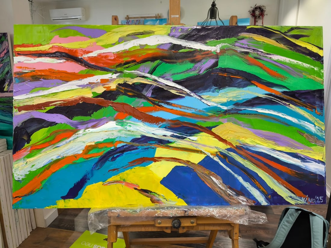 Abstract Oil painting Peaks Nina L - 6