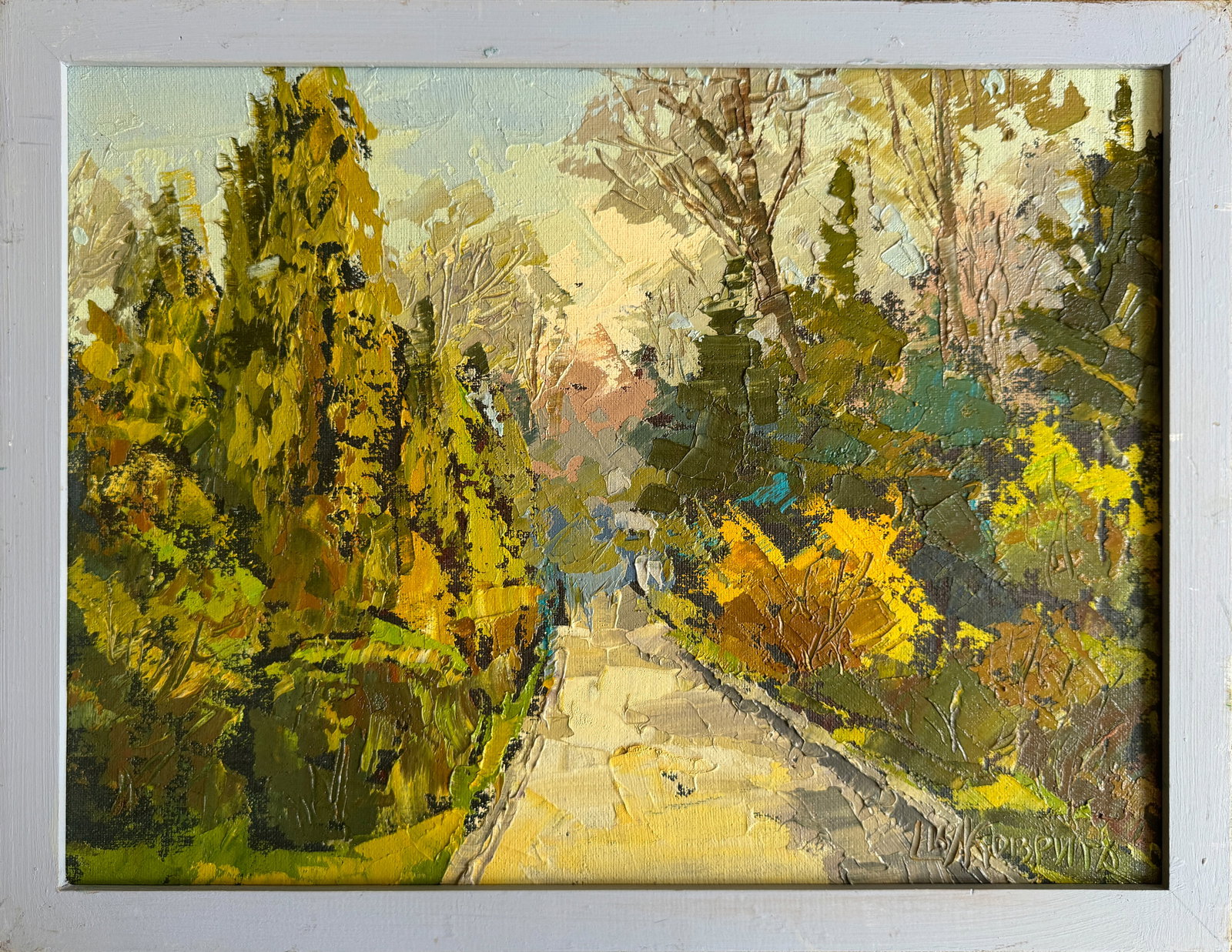 Oil painting with frame Botanical Garden of Lviv University K. Leonid: Title: Oil painting with frame Botanical Garden of Lviv University K. Leonid Description: 216KK Painter: K. Leonid S?ze: 30x40 cm/ 11.81x15.74 inches Components: oil, canvas, fiberboard Original paint