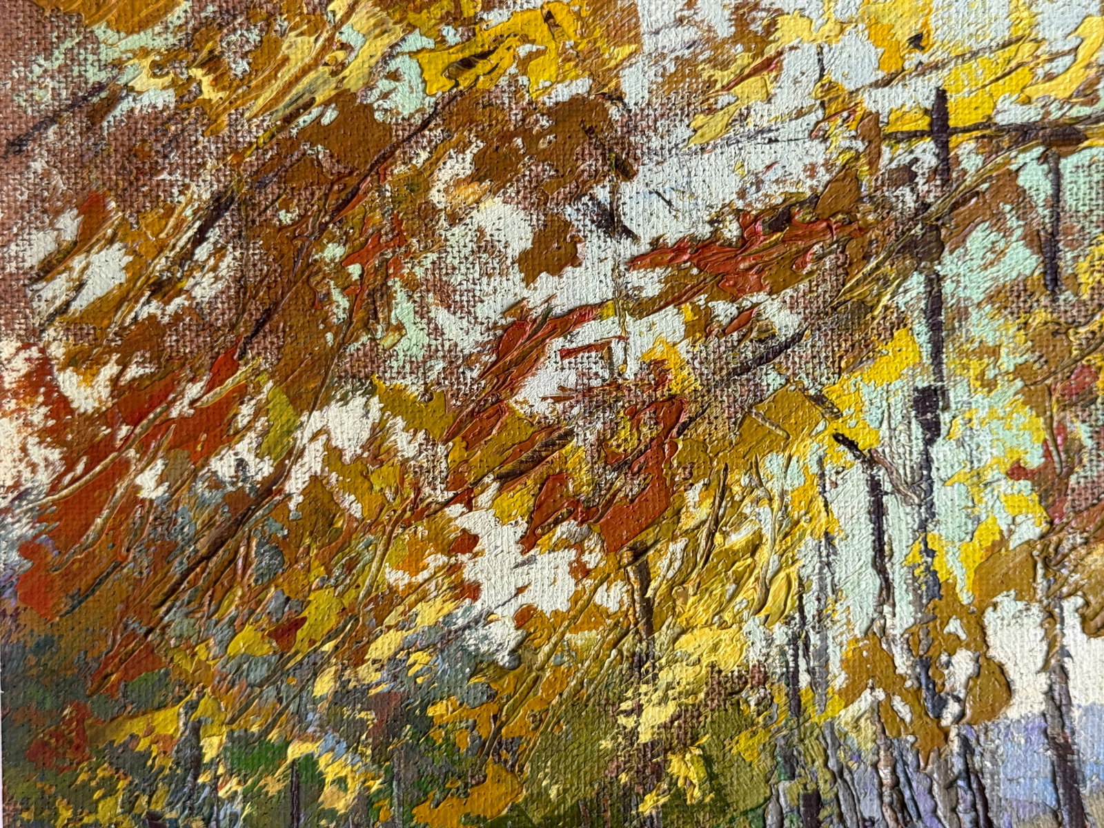 Oil painting with frame Autumn Botanical Garden in Lviv University K. Leonid - 2