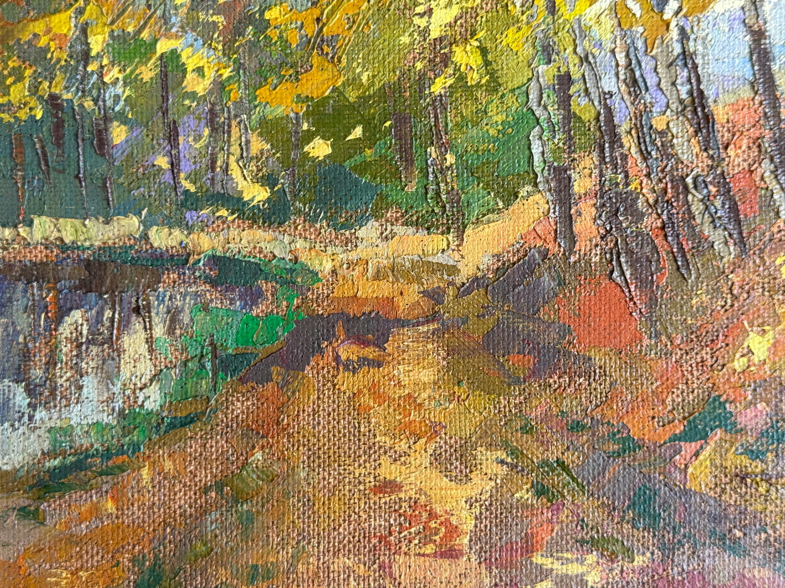 Oil painting with frame Autumn Botanical Garden in Lviv University K. Leonid - 3