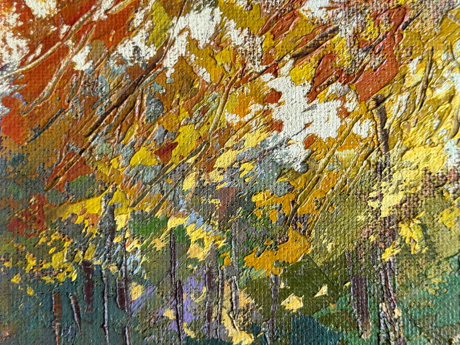 Oil painting with frame Autumn Botanical Garden in Lviv University K. Leonid - 5