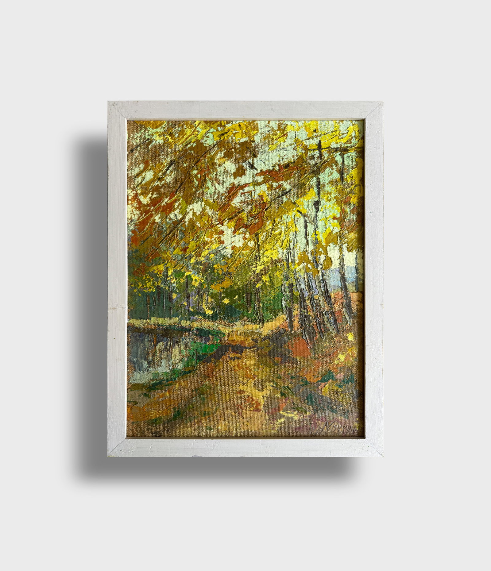 Oil painting with frame Autumn Botanical Garden in Lviv University K. Leonid - 7