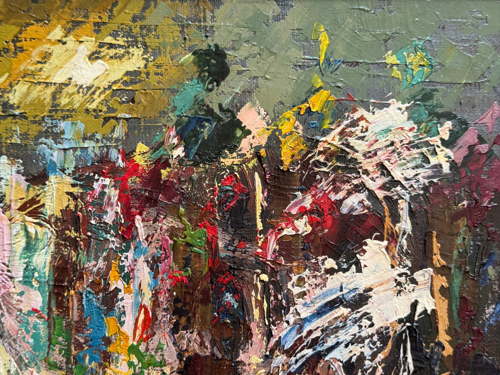 Abstract Oil painting with frame night city K. Leonid - 3