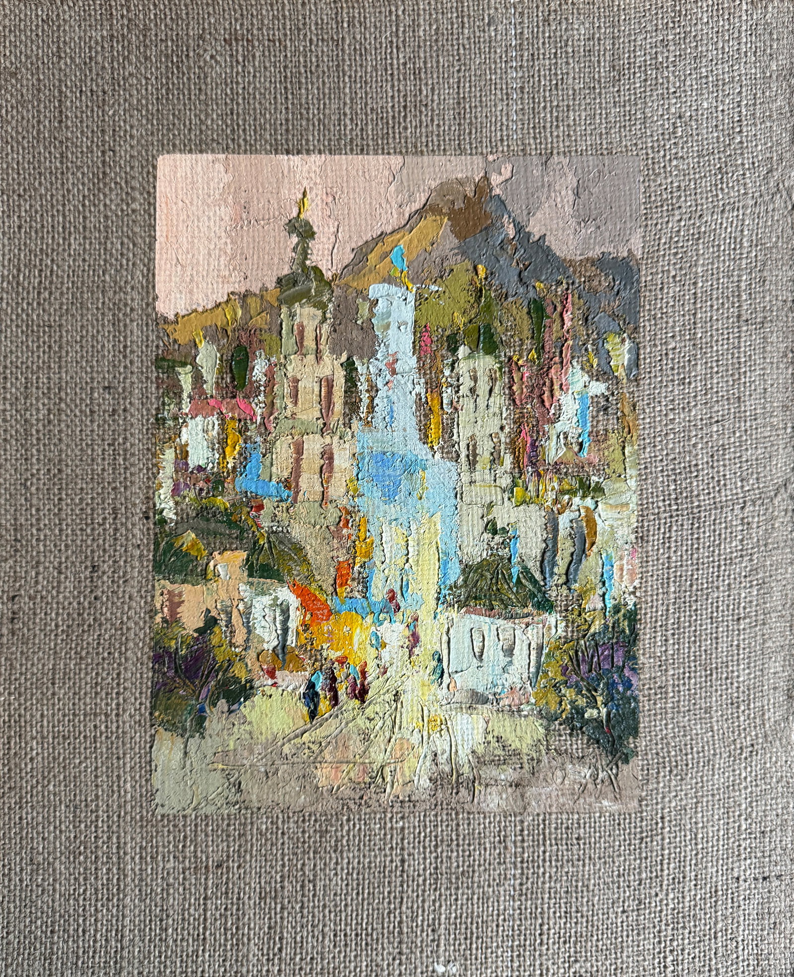 Oil painting city of Lviv K. Leonid: Title: Oil painting city of Lviv K. Leonid Description: 293KK Painter: K. Leonid S?ze: 42x33 cm/ 16.53x12.99 inches Components: oil, canvas, cardboard Original painting CONDITION: exellent ERA:2019 AR