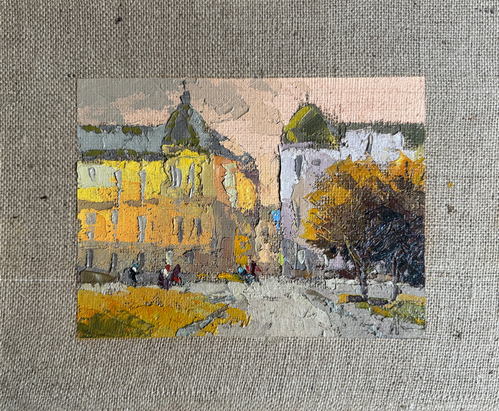 Oil painting Lviv Freedom Avenue K. Leonid: Title: Oil painting Lviv Freedom Avenue K. Leonid Description: 315KK Painter: K. Leonid S?ze: 35x42 cm/ 13.77x16.53 inches Components: oil, canvas, cardboard Original painting CONDITION: exellent ERA: