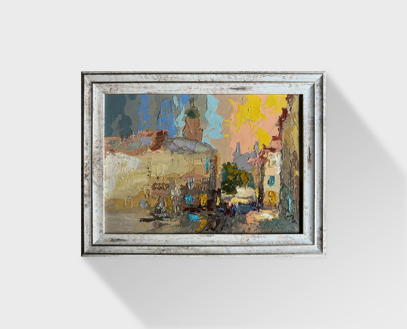 Oil painting with frame Lviv market square K. Leonid - 12