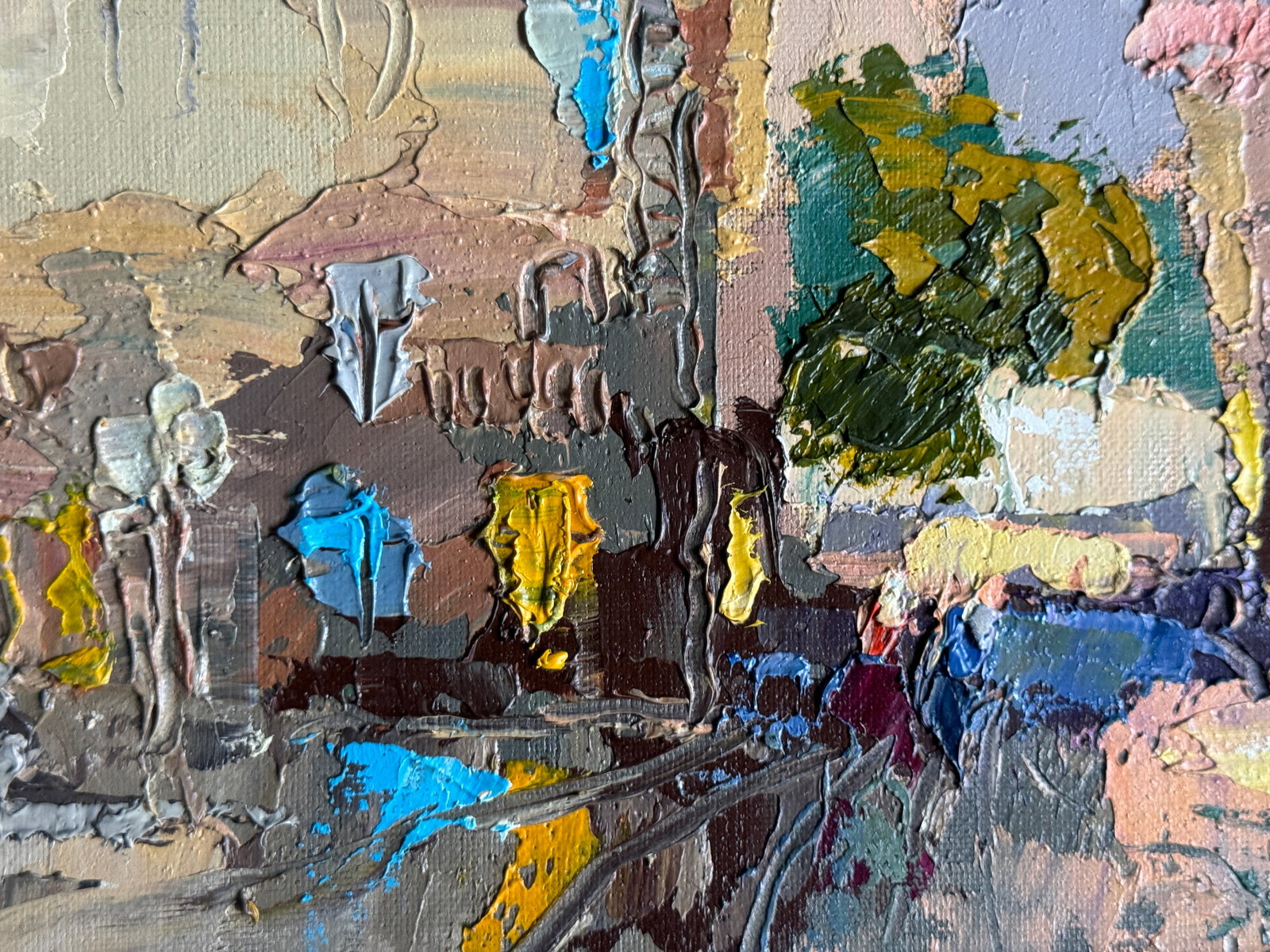 Oil painting with frame Lviv market square K. Leonid - 5