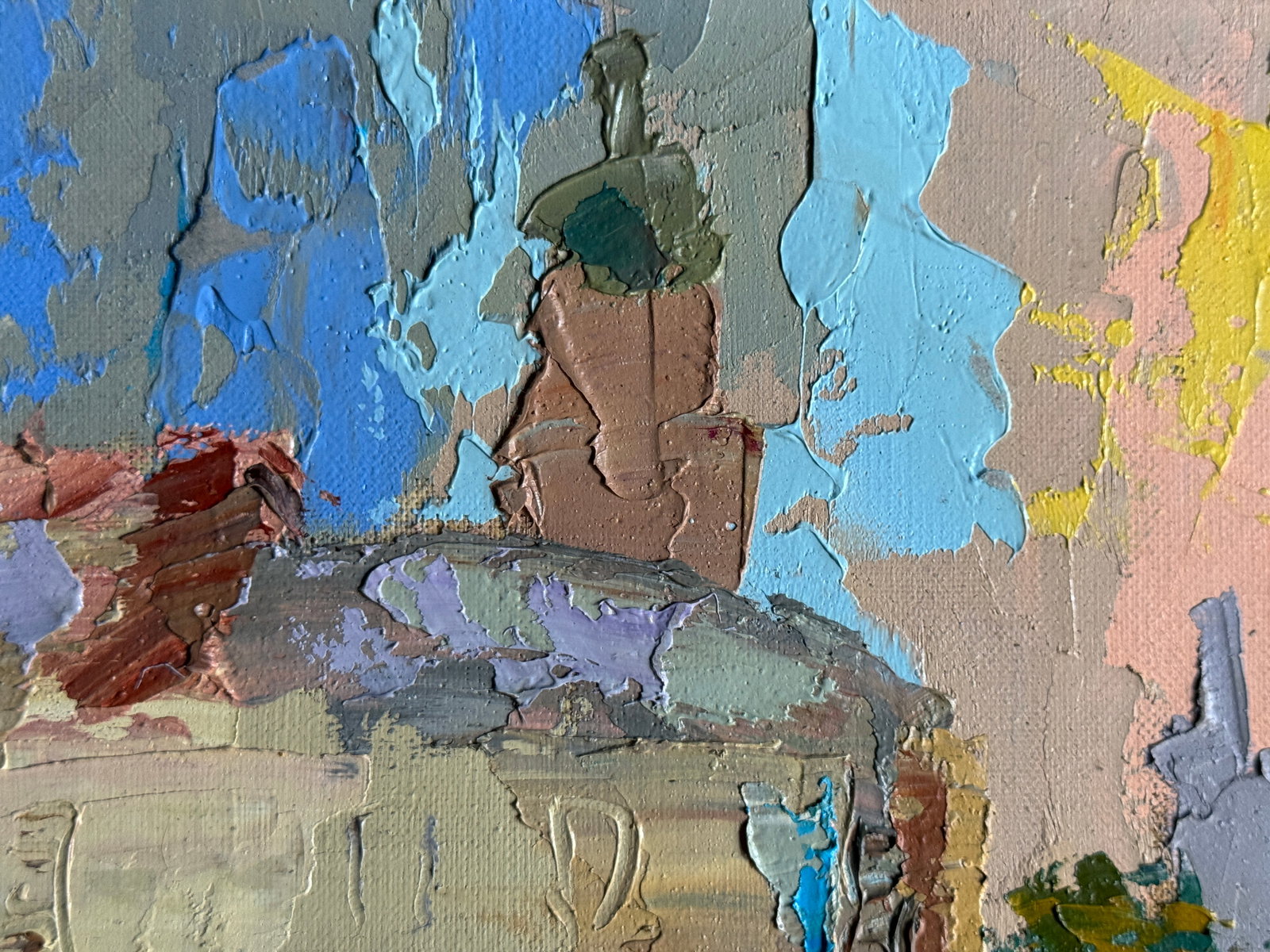 Oil painting with frame Lviv market square K. Leonid - 9