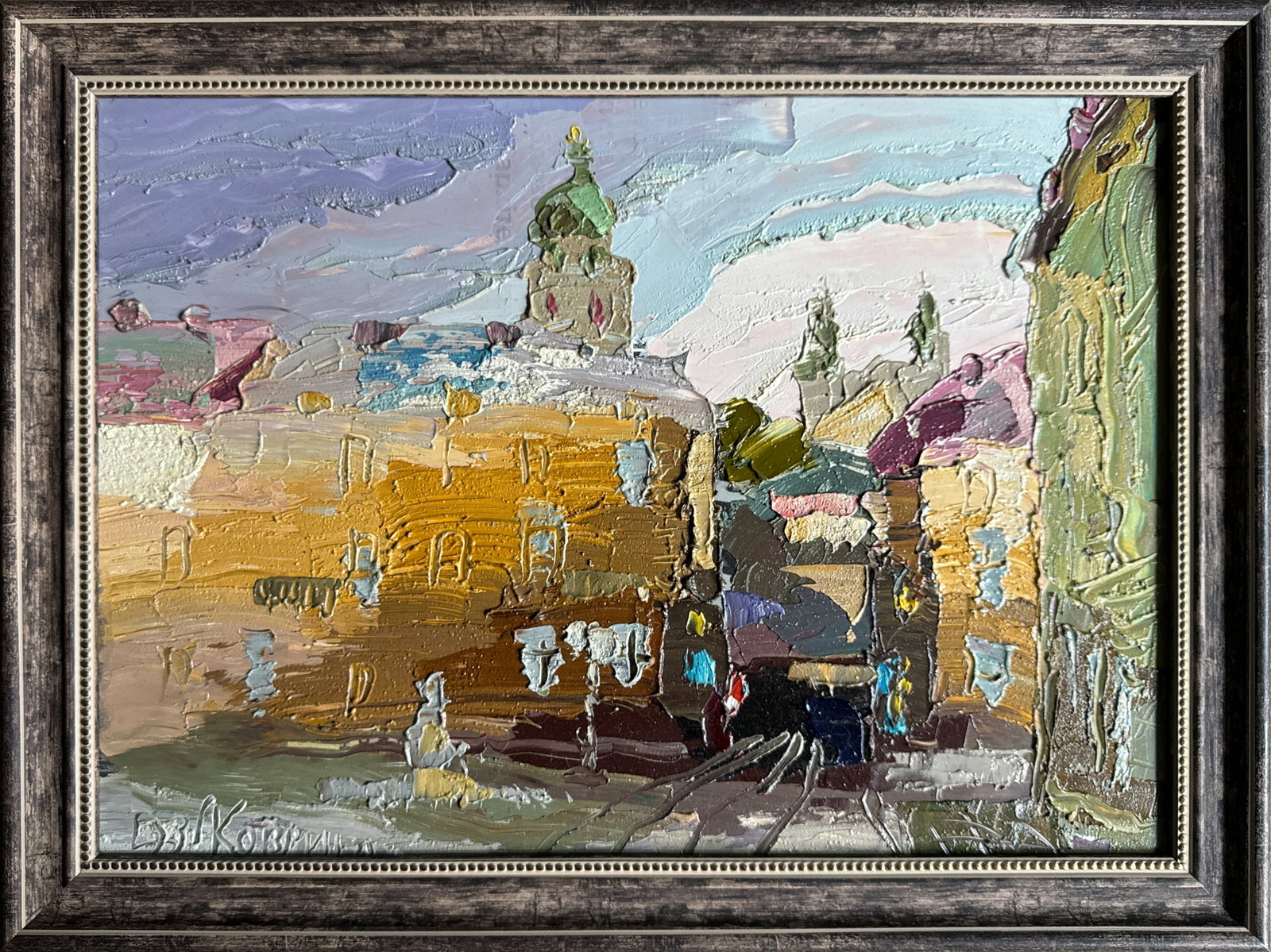 Oil painting with frame Lviv Square K. Leonid: Title: Oil painting with frame Lviv Square K. Leonid Description: 331KK Painter: K. Leonid S?ze: 29x40 cm/ 11.41x15.74 inches Components: oil, cardboard Original painting CONDITION: exellent ERA:2023 