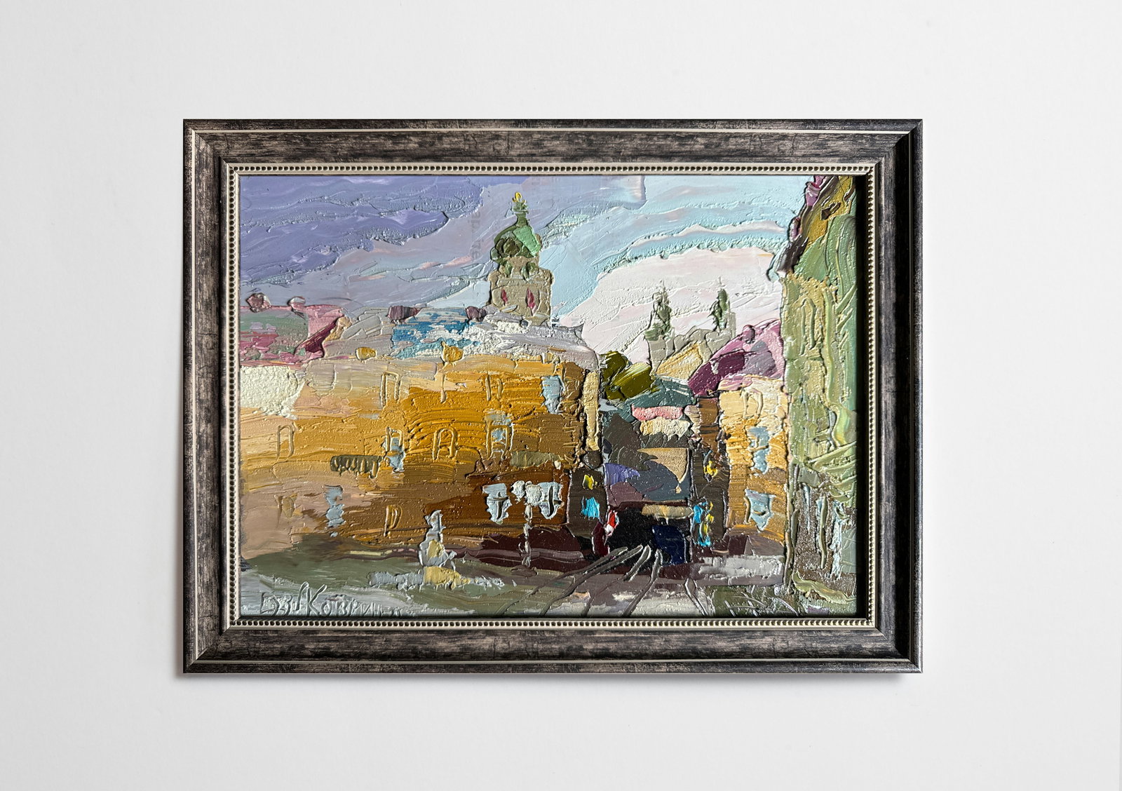 Oil painting with frame Lviv Square K. Leonid - 2