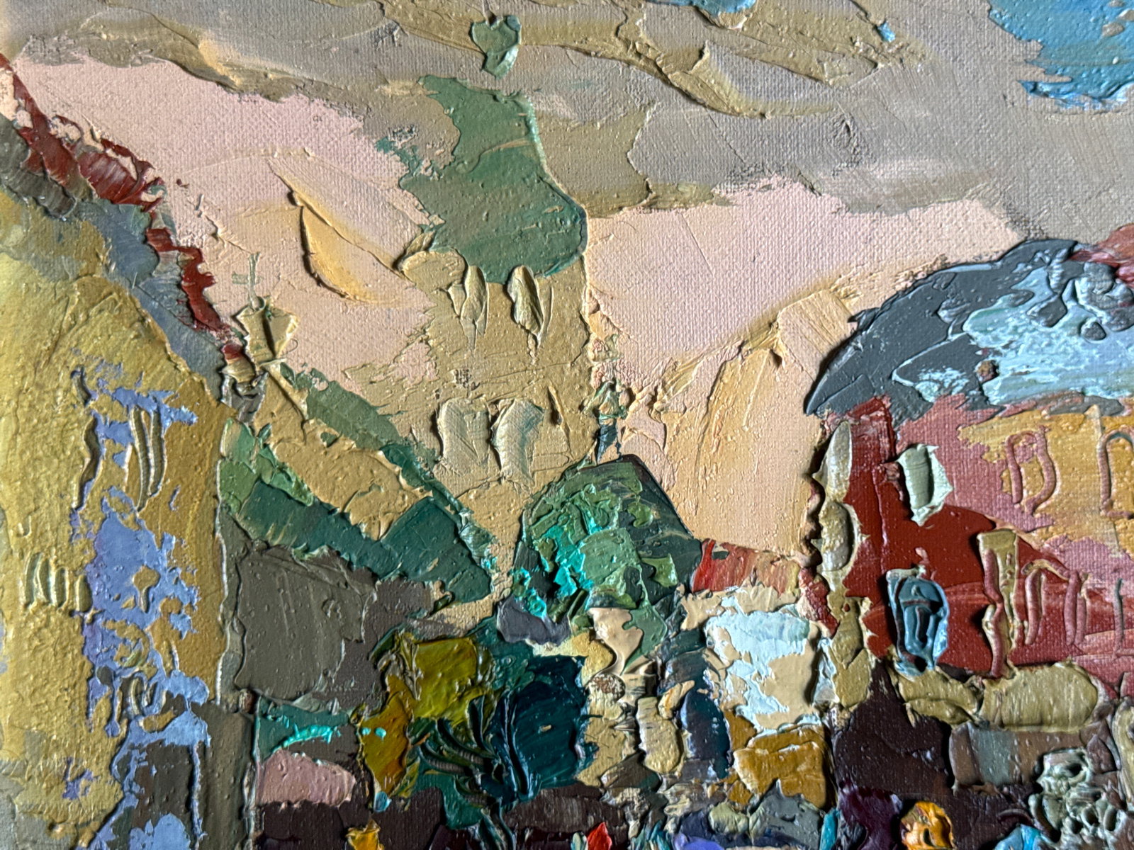 Oil painting with frame Lviv market square K. Leonid - 2