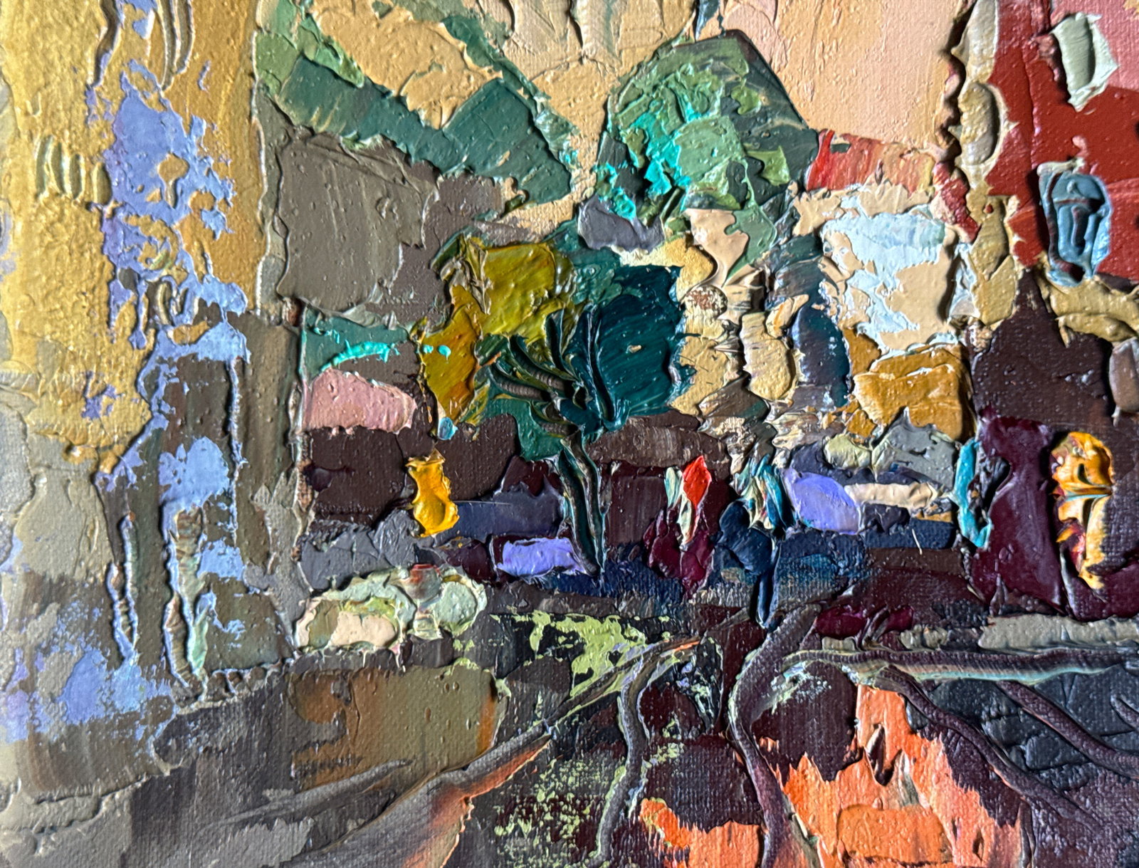 Oil painting with frame Lviv market square K. Leonid - 3