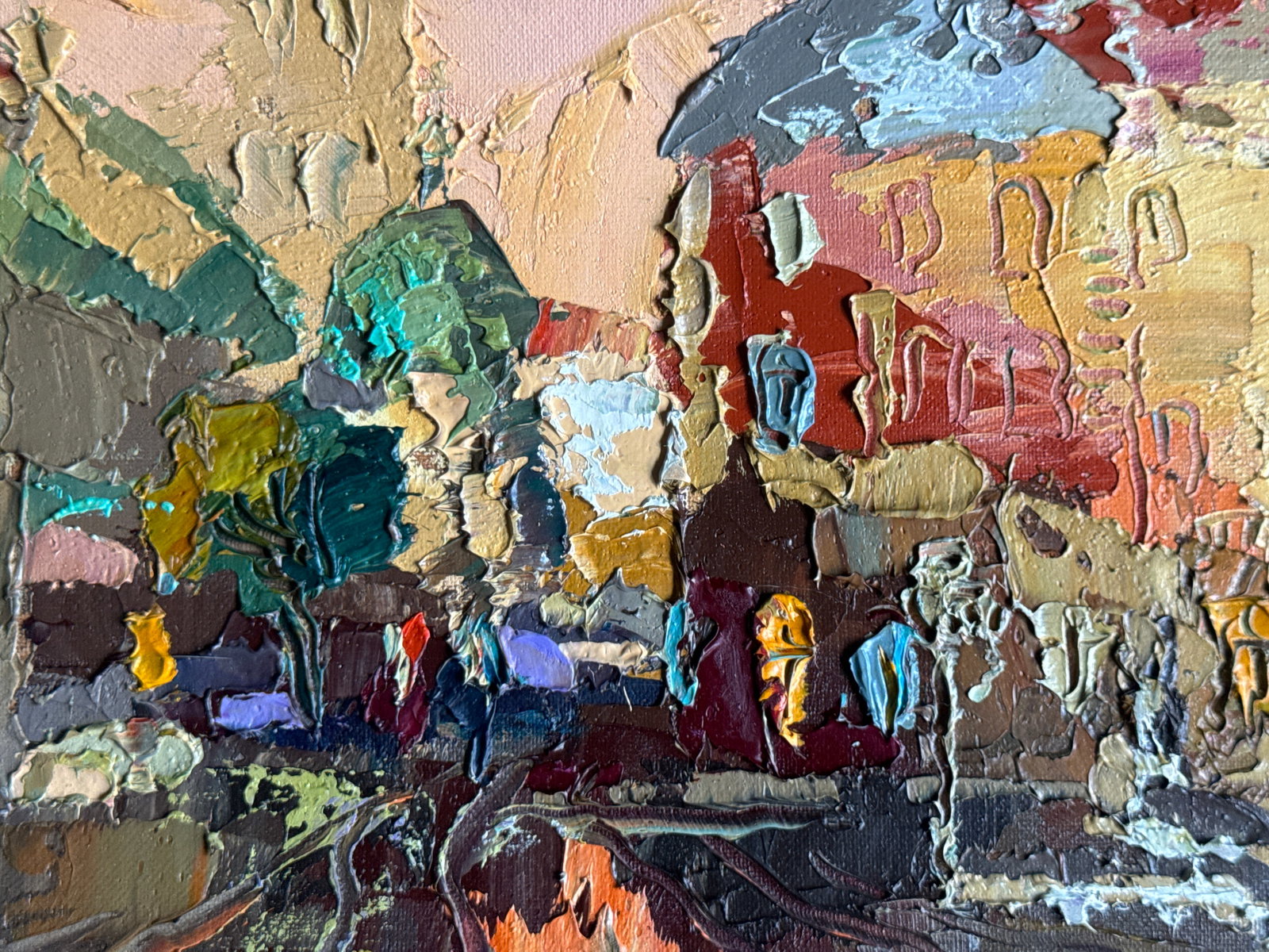 Oil painting with frame Lviv market square K. Leonid - 6