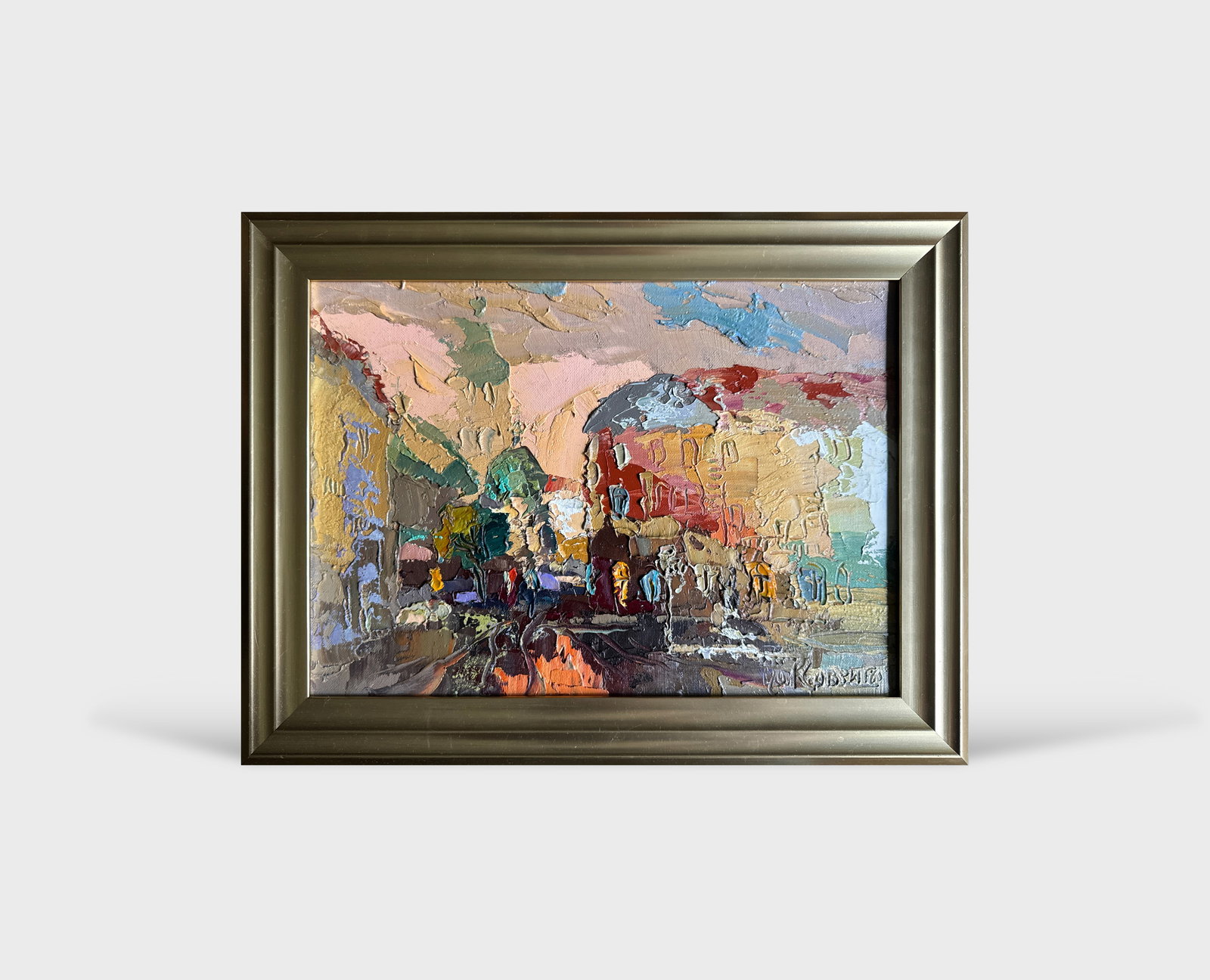 Oil painting with frame Lviv market square K. Leonid - 8