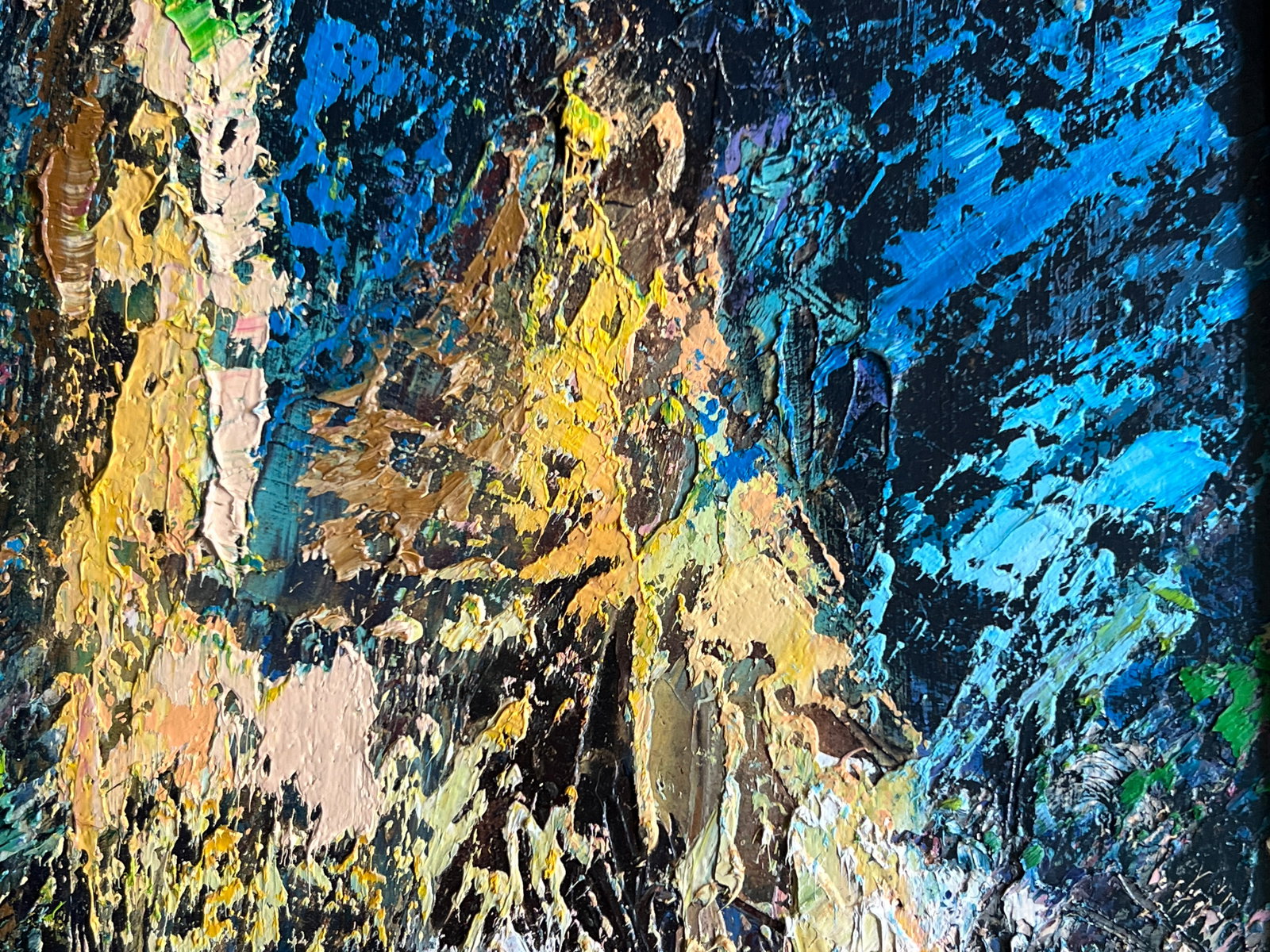 Abstract Oil painting with frame Night city K. Leonid - 10