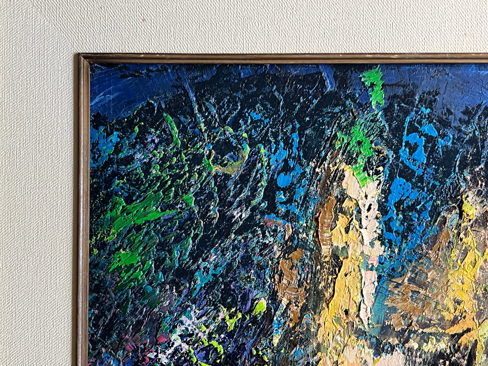 Abstract Oil painting with frame Night city K. Leonid - 2