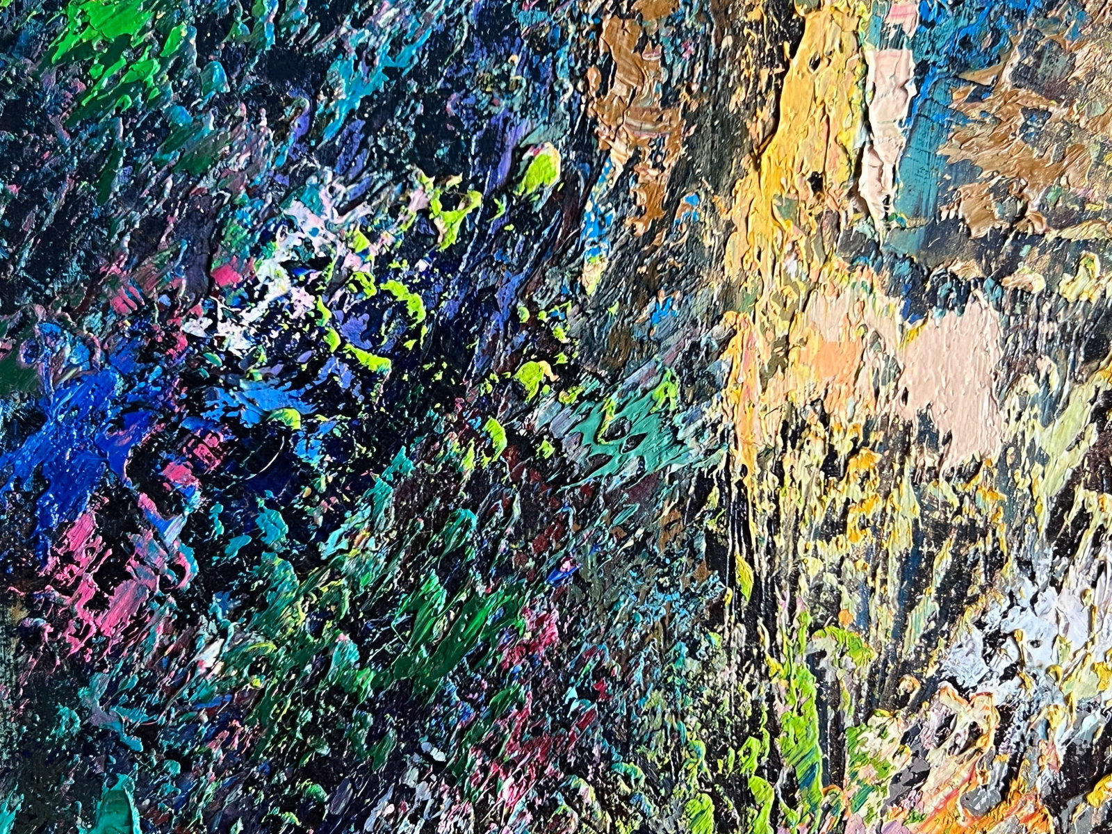 Abstract Oil painting with frame Night city K. Leonid - 5