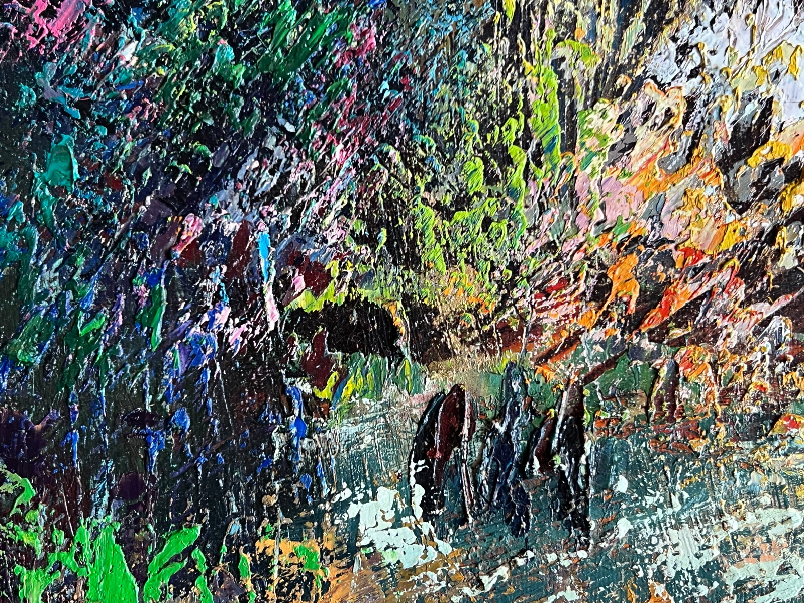 Abstract Oil painting with frame Night city K. Leonid - 6