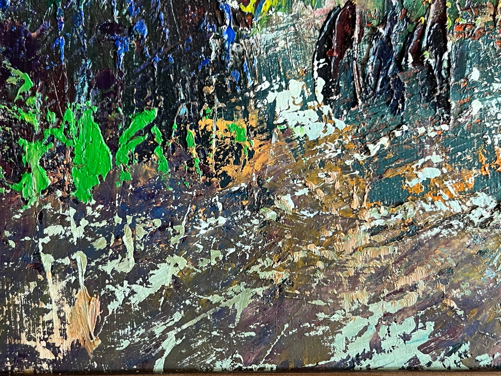 Abstract Oil painting with frame Night city K. Leonid - 7