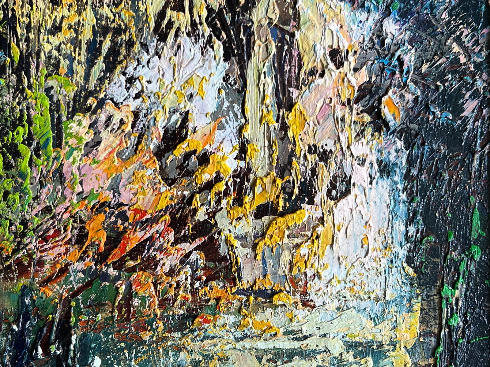 Abstract Oil painting with frame Night city K. Leonid - 9