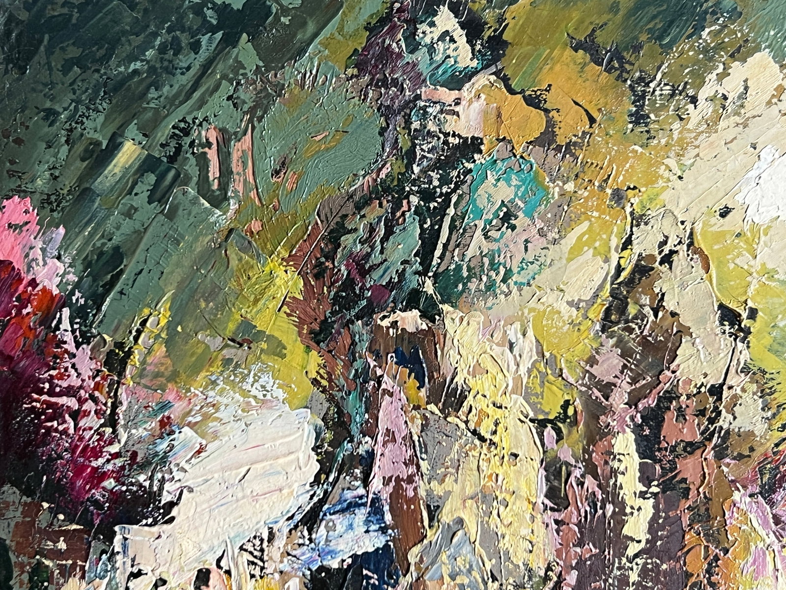 Abstract Oil painting with frame Night city K. Leonid - 2