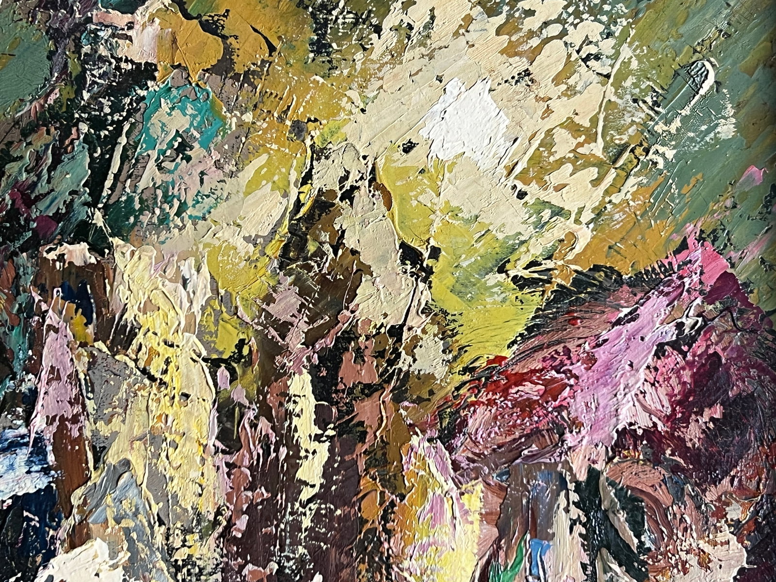Abstract Oil painting with frame Night city K. Leonid - 3