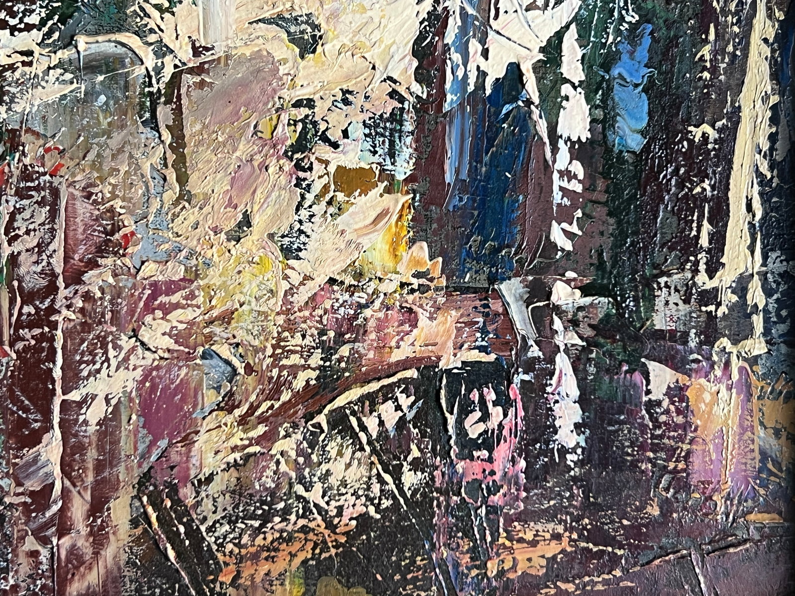 Abstract Oil painting with frame Night city K. Leonid - 7