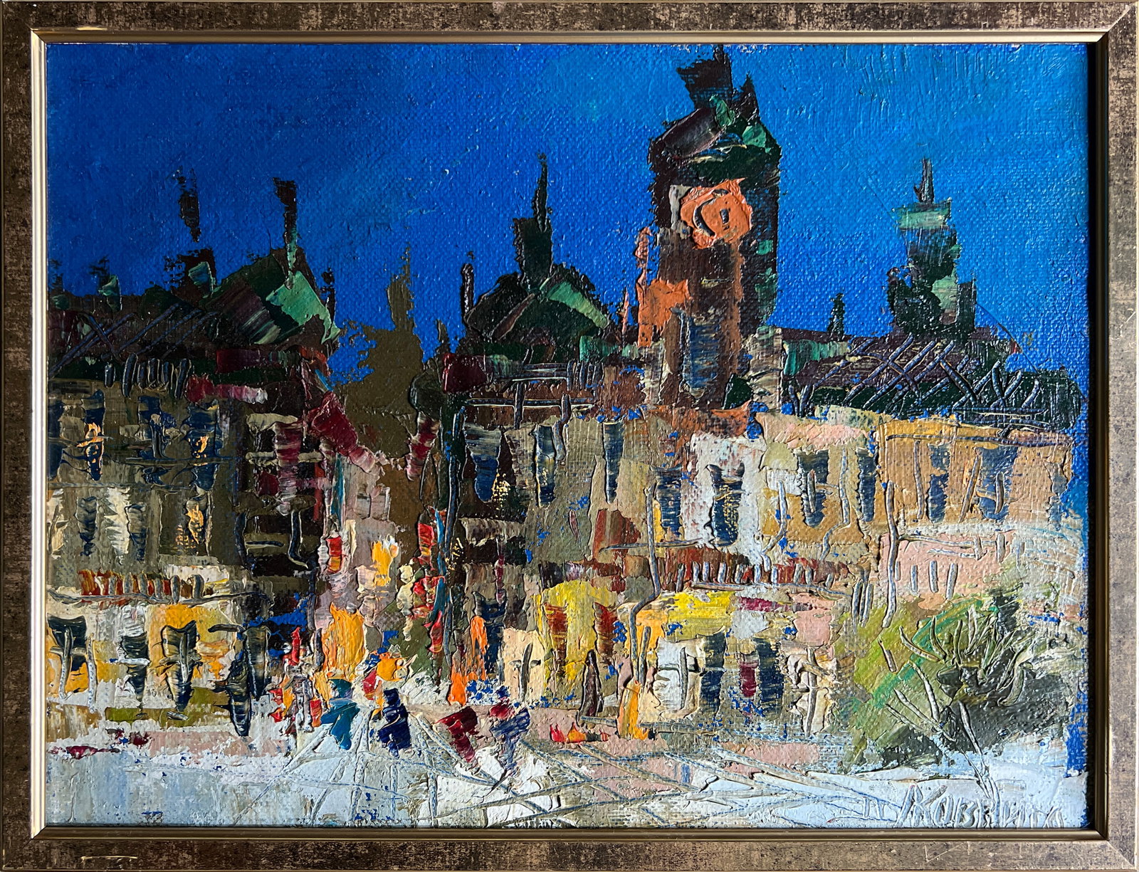 Oil painting with frame In the evening K. Leonid: Title: Oil painting with frame In the evening K. Leonid Description: 423KK Painter: K. Leonid S?ze: 30x40 cm/ 11.81x15.74 inches Components: oil, canvas Original painting CONDITION: exellent ERA:2011 