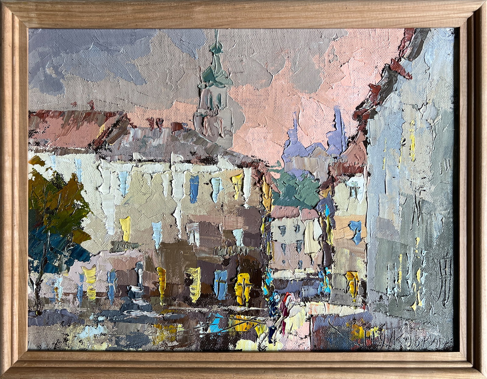 Oil painting with frame market in Lviv K. Leonid: Title: Oil painting with frame market in Lviv K. Leonid Description: 425KK Painter: K. Leonid S?ze: 30x40 cm/ 11.81x15.74 inches Components: oil, canvas, cardboard Original painting CONDITION: exellen