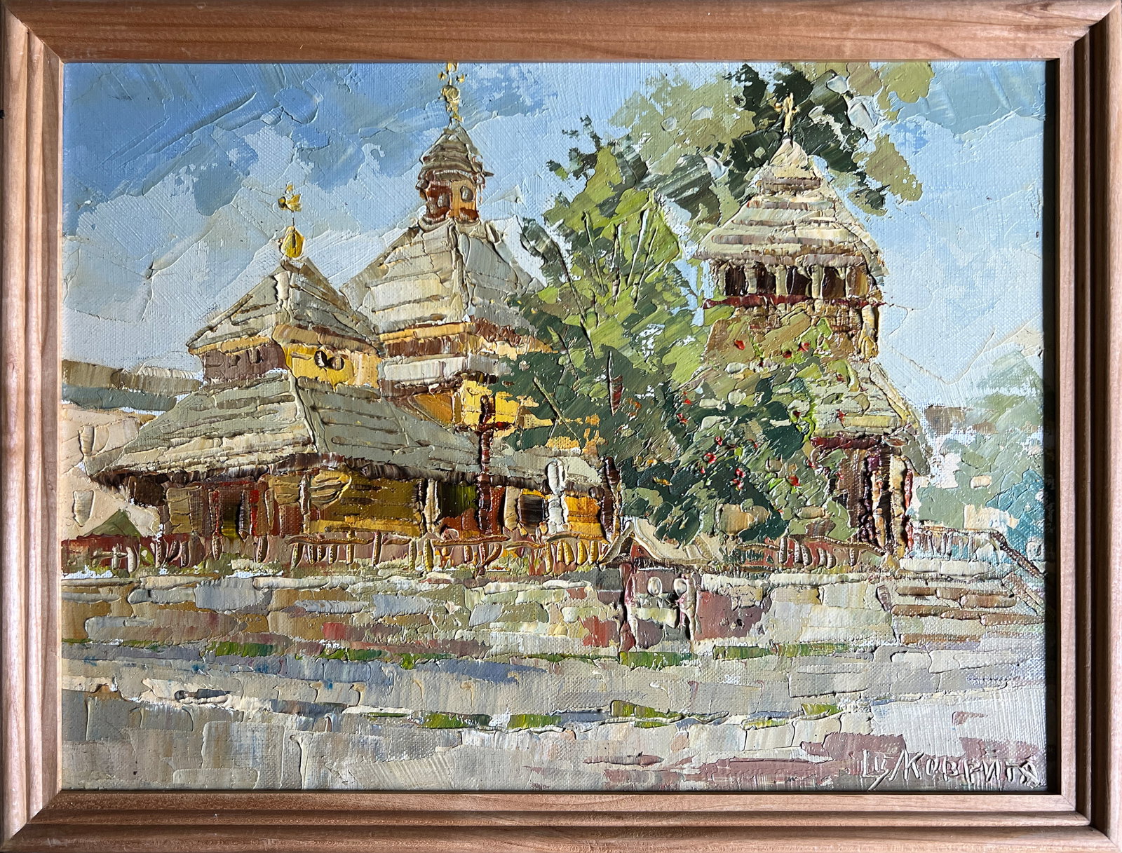 Oil painting with frame rural church K. Leonid: Title: Oil painting with frame rural church K. Leonid Description: 426KK Painter: K. Leonid S?ze: 30x40 cm/ 11.81x15.74 inches Components: oil, canvas Original painting CONDITION: exellent ERA:2015 AR