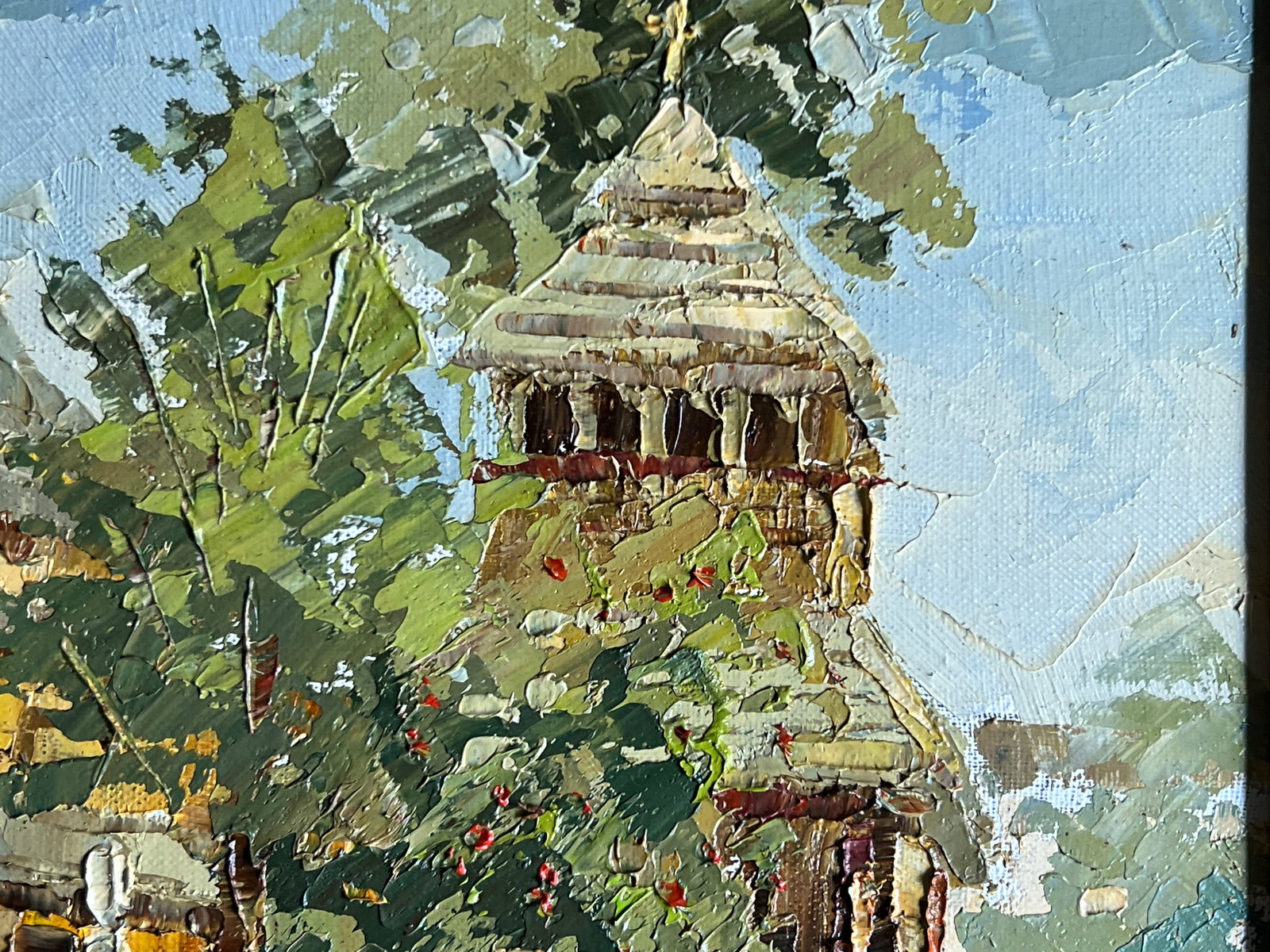 Oil painting with frame rural church K. Leonid - 3