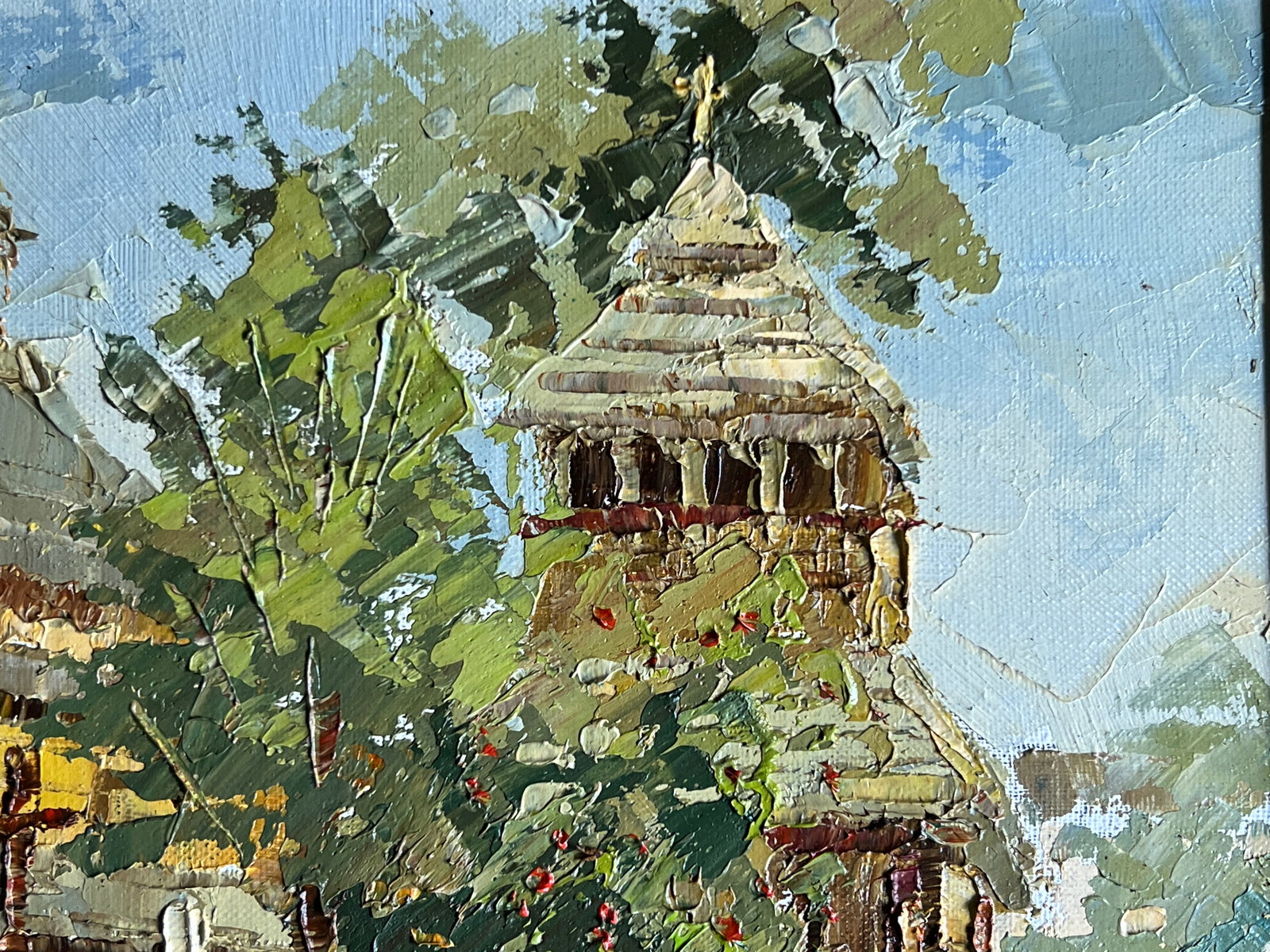 Oil painting with frame rural church K. Leonid - 4