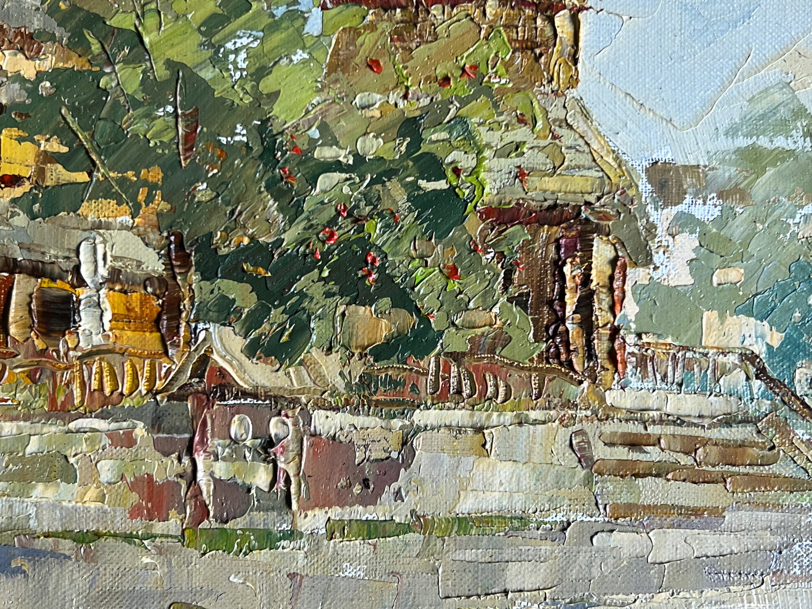 Oil painting with frame rural church K. Leonid - 5