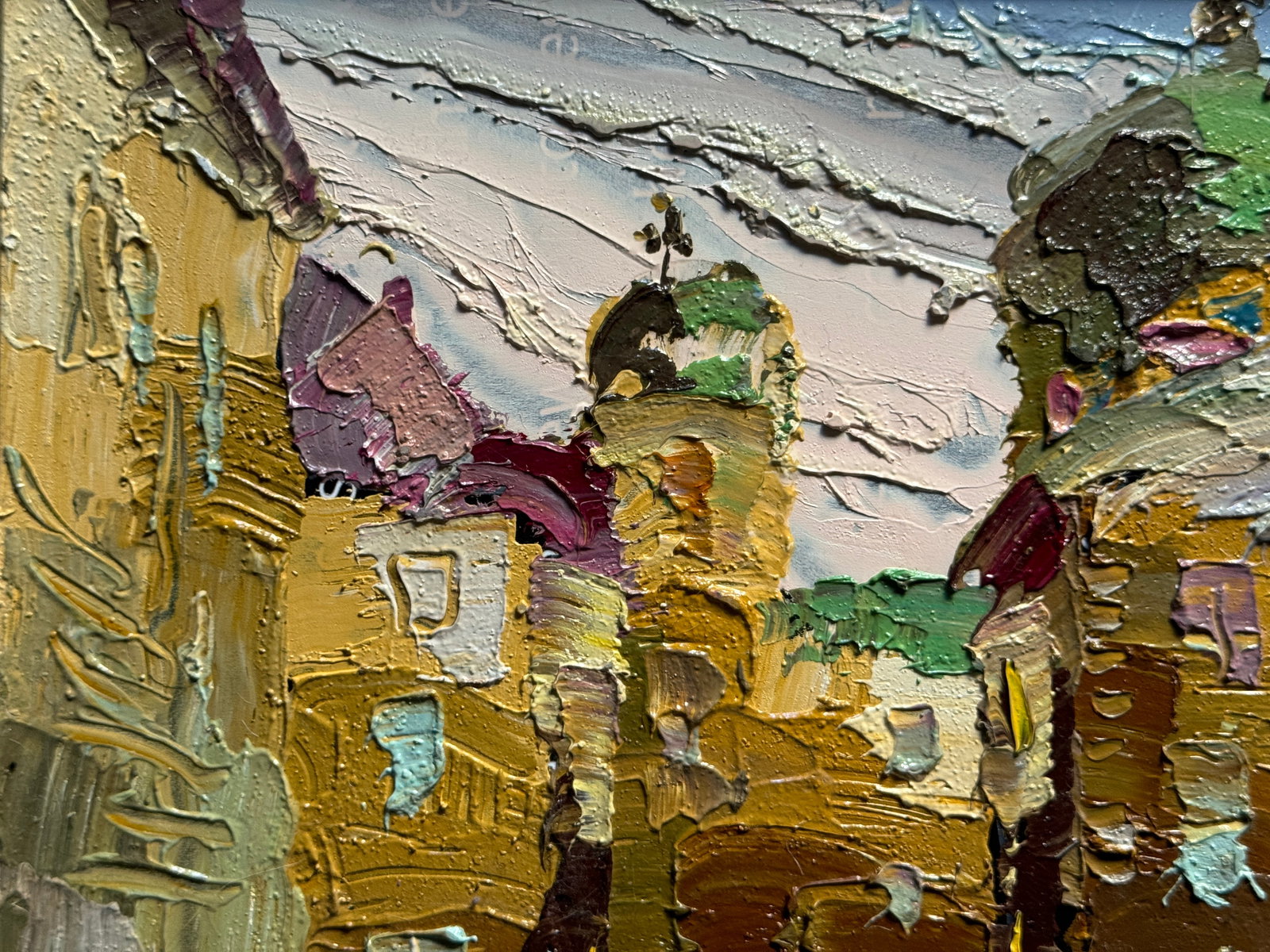 Oil painting with frame Lviv, market square K. Leonid - 2