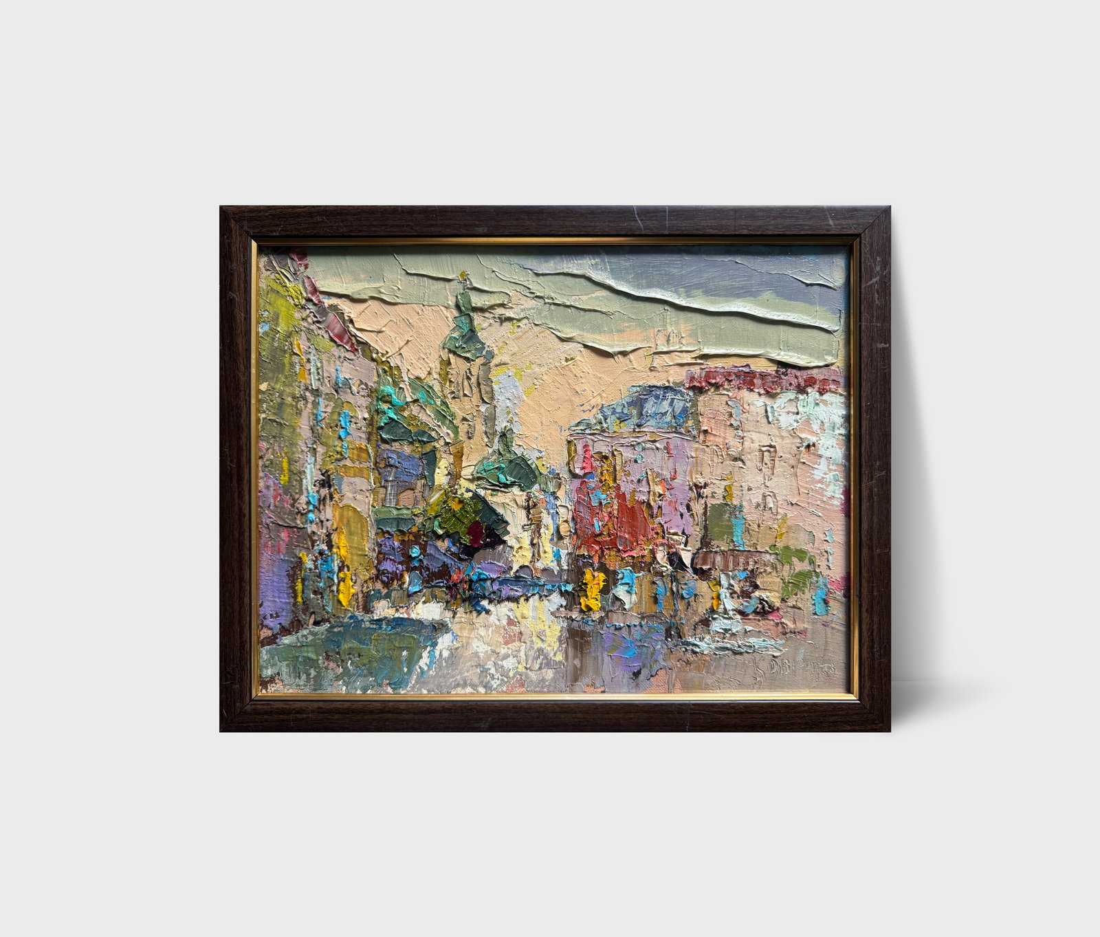 Oil painting with frame market on lviv square K. Leonid - 11